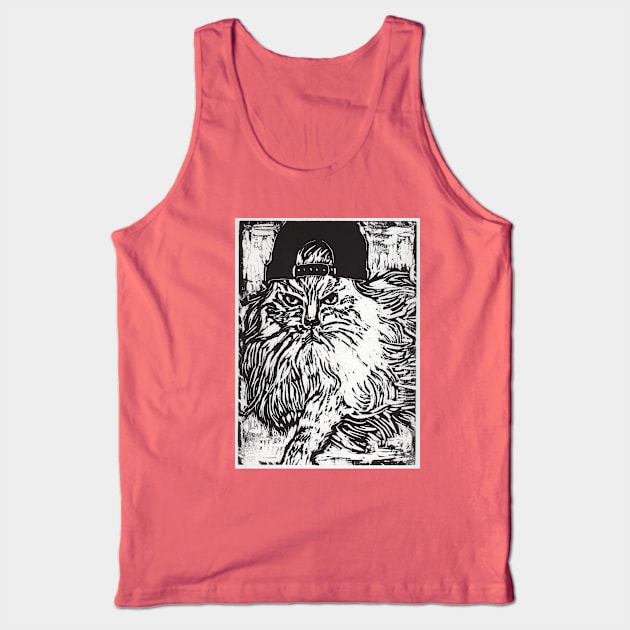 Snapback Cat Tank Top by blackhaireddemon